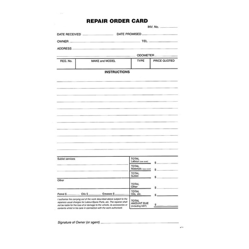 [WS1ZOSB01] Zions Repair Order Cards (250pk)