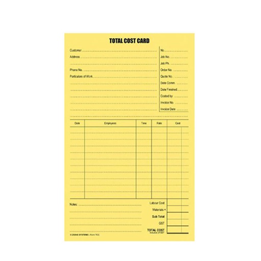 [WS1NKAO01] Zions Total Cost System Cards (100pk)