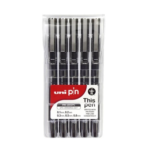 [WS1GHCQ01] Uni Pin Fine Line Drawing Pen Set (Wallet of 5)