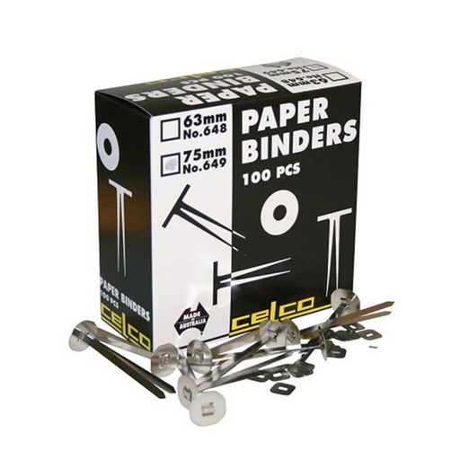 [WS1SOLU01] Celco Paper Binders 75mm (100pk)
