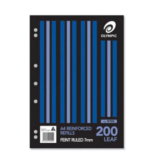 [WS1YFVJ01] Olympic Reinforced Loose Leaf Refills 7mm Ruled A4 200pk