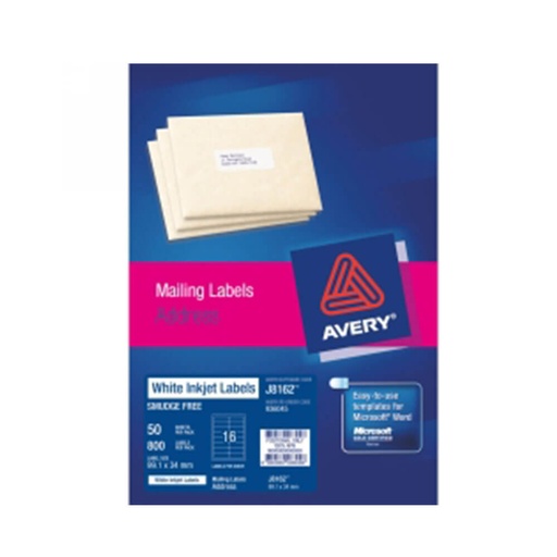 [WS1LUZB01] Avery Inkjet Label 99.1mmx34mm (50pk)