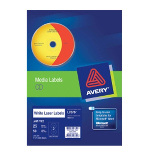 [WS1UOSX01] Avery Cd/Dvd Laser Label Black and White (50pk)