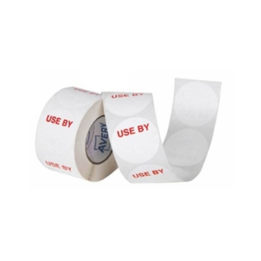 [WS1LWPS01] Avery USE BY Removable Label 40mm 500/roll (White/Red)