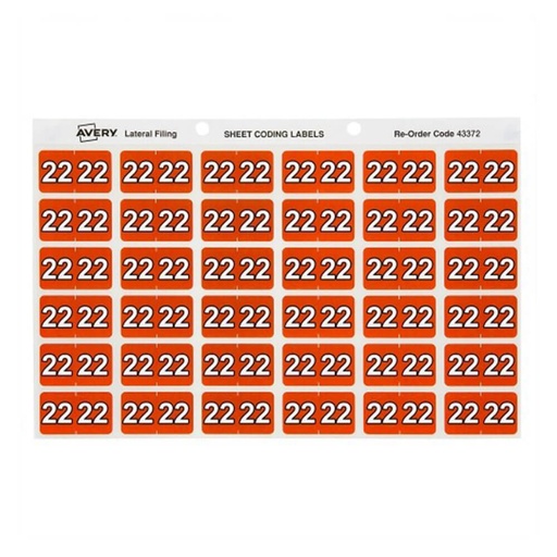 [WS1NJVI01] Avery 22 Side Tab Colour Coding Label Dark Orange (180pk)