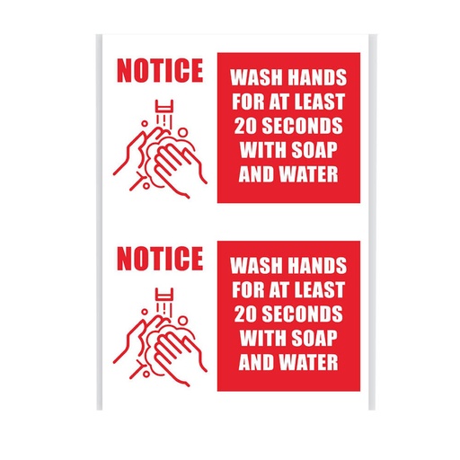 [WS1XAFX01] Avery Wash Your Hands For at Least 20 Seconds A4 (10 Labels)