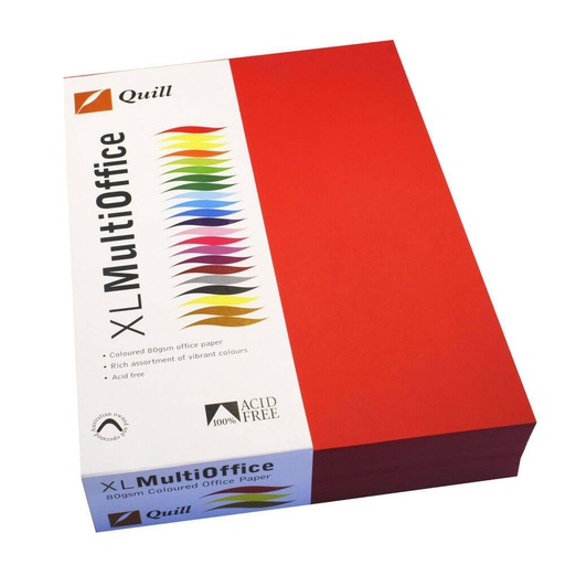 [WS1FBVX01] Quill Copy Paper A4 Red (500pk)