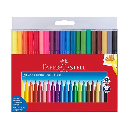 [WS1GRVN01] Faber-Castell Dot Colour Grip Marker Assorted (20pk)