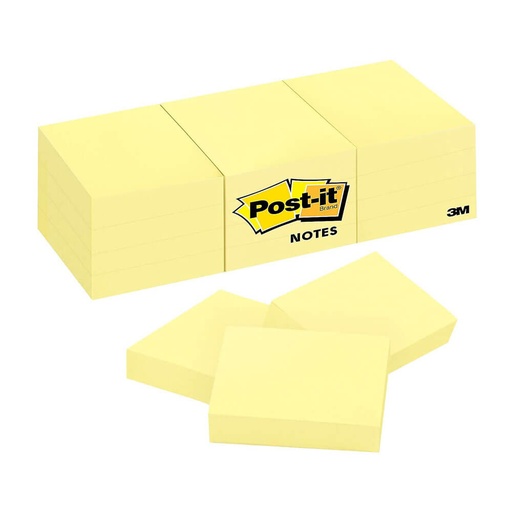 [WS1AMZW01] Post-it Notes Yellow 38x50mm (12pk)