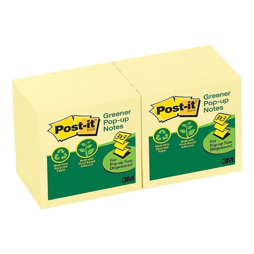 [WS1FEOM01] Post-it Pop-up Recycled Notes Canary Yellow 76x76mm (12pk)