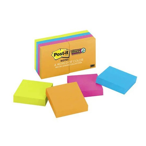 [WS1BRKN01] Post-it Super Sticky Rio De Janeiro Notes 47x47mm (8pk)