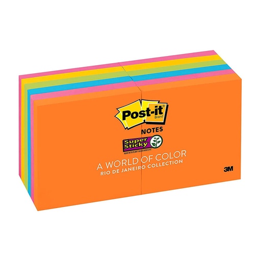 [WS1THFO01] Post-it Super Sticky Rio De Janeiro Notes 76x76mm (12pk)