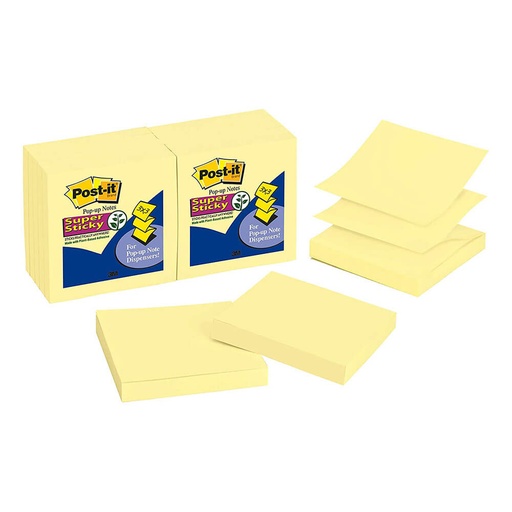 [WS1KZIC01] Post-it Super Sticky Pop-up Notes 76mm Canary Yellow (12pk)