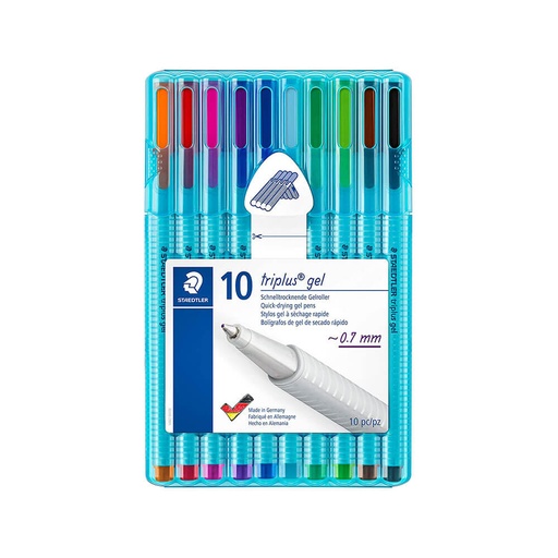 [WS1RWLC01] Staedtler Triplus Gel Pen Assorted Colours (Wallet of 10)