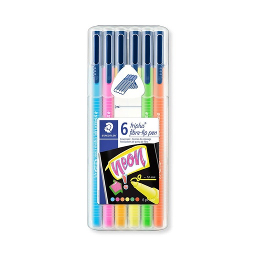 [WS1ZFHK01] Staedtler Triplus Color Fibre-Tip Pen Assorted Neon (6pk)