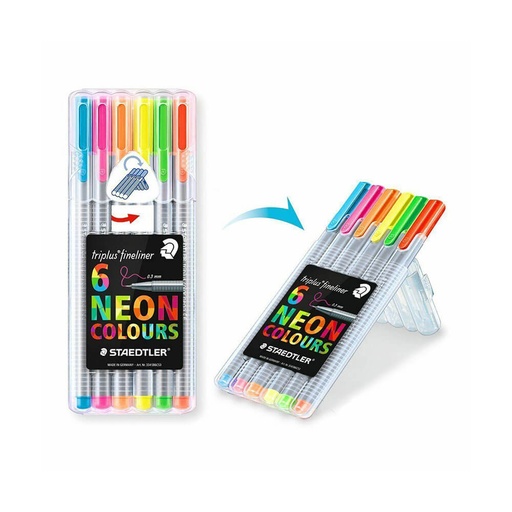 [WS1HZUL01] Staedtler Triplus Fineliner Pen Assorted Neon (Wallet of 6)