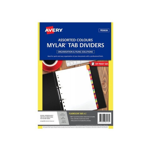 [WS1YCMU01] Avery Mylar Printed Dividers A4 Fluoro (A-Z Tab)