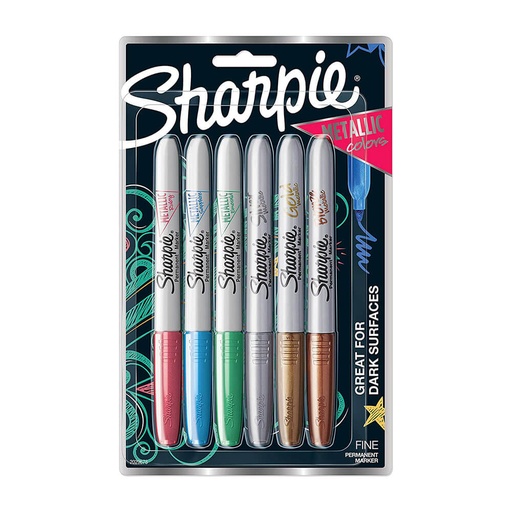 [WS1KAGX01] Sharpie Metallic Permanent Fine Marker Assorted (6pk)