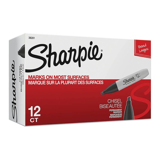 [WS1NWEW01] Sharpie Broad Chisel Permanent Marker Black (12pk)