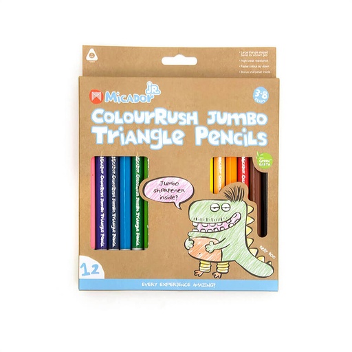 [WS1IRQO01] Micador Colourush Jumbo Triangle Pencils (12pcs)
