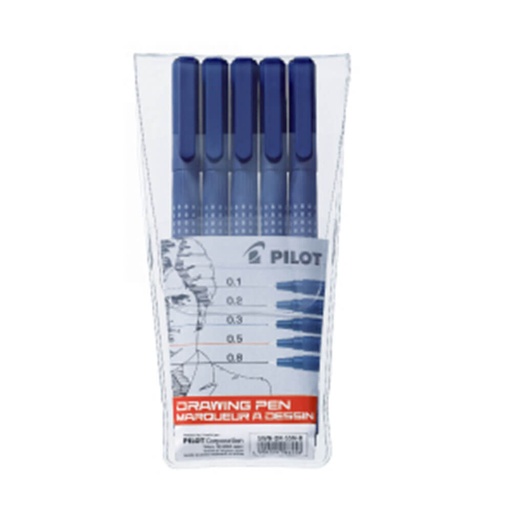 [WS1PAFZ01] Pilot Drawing Pen Assorted Nib Black (5pk)