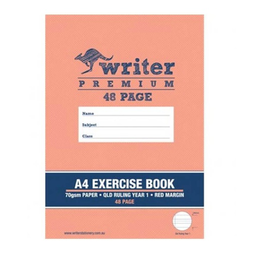 [WS2MQDW01] A4 Exercise Book 48 Pages w/ Queensland Ruled Lines & Margin