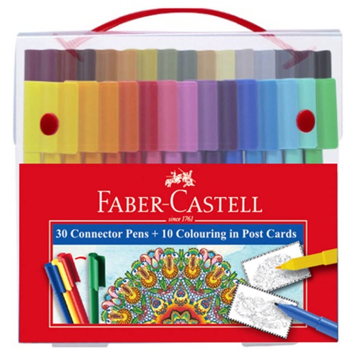 [WS2VVJX01] Faber-Castell Connector Pens & Colouring in Post Cards Set