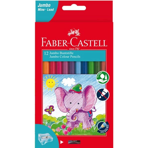[WS2NJKY01] Faber-Castell Jumbo Colour Pencils with Sharpener (12pk)