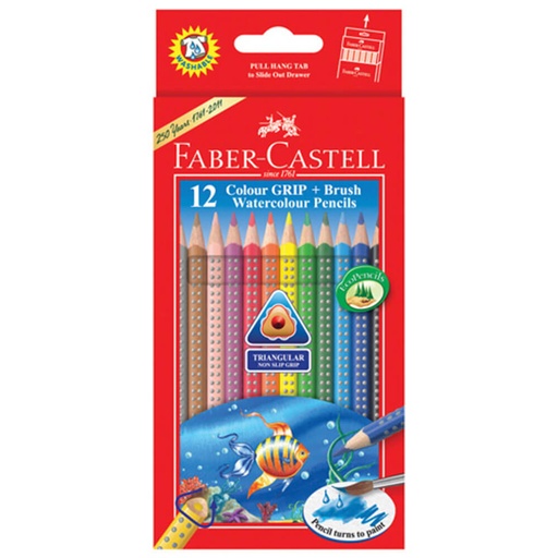 [WS2URTZ01] Faber-Castell Grip Watercolour Triangular Pencils with Brush