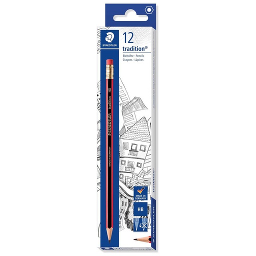 [WS2IGAF01] Staedtler Tradition Eraser Tip HB Lead Pencils (12/box)