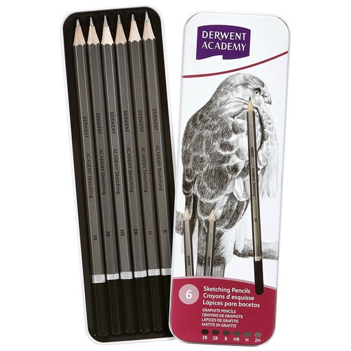 [WS2PFBE01] Derwent Academy Sketching Pencils in Tin (6pcs)
