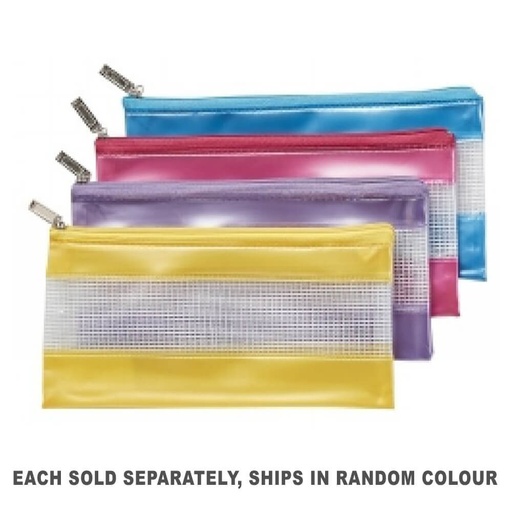 [WS2TJWC01] Stat Mesh Zip Plastic Pencil Case 228x114mm (Random Colour)