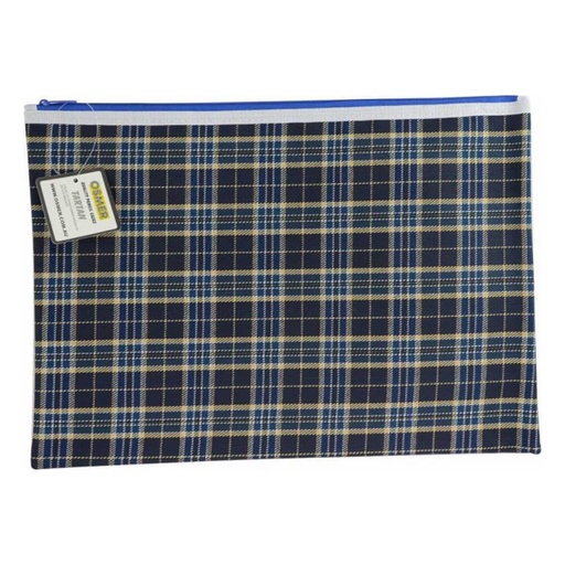 [WS2RTDK01] Osmer Tartan 1 Zip Polyester Pencil Case 37.5x26cm (Blue)