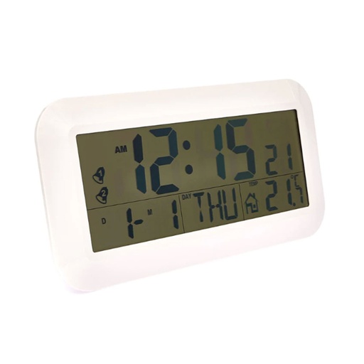 [VD1JDMF01] Jumbo LCD Calendar Wall Clock (White)