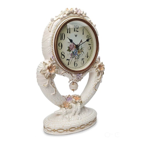 [VD1FFGV01] Luxurious Classical White Pendulum Table Clock