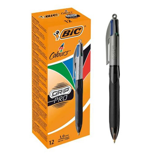 [WS3XSCL01] Bic 4 Colours Grip Pro Black Barrel Pen (Box of 12)
