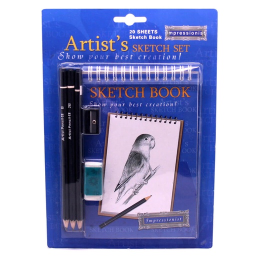 [BS2JNXG01] Small Artist Sketch Book with Pencils, Eraser and Sharpener