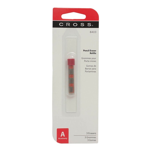 [BM2FKBE01] Cross 0.9mm Mechanical Pencil Eraser Refills (Pack of 3)
