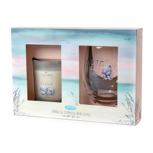 [JR7ISUE01] Life's a Beach Candle & Stemless Wine Glass Gift Set