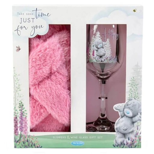 [JR7YWDM01] Me to You Slippers & Wine Glass Gift Set