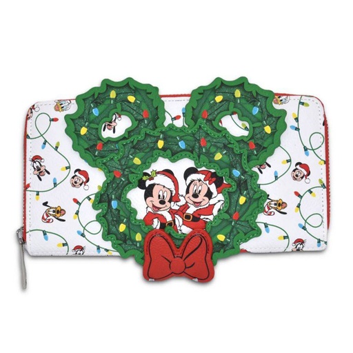[IC12BNLC01] Disney Mickey Holiday Wreath US Exclusive Zip Around Purse