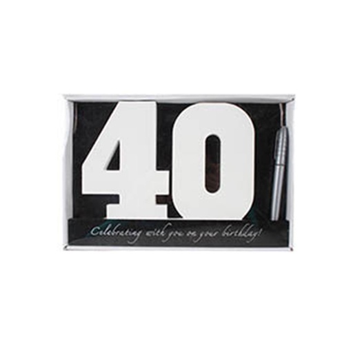 [AW2YMQV01] 40th Birthday Signature Number with Pen (29x22x2cm)