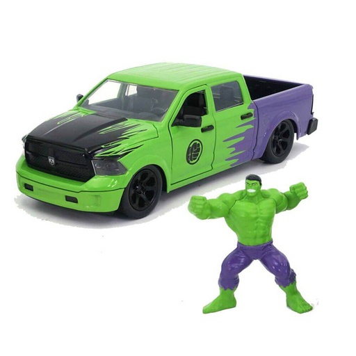 [IC13SQUN01] 2014 Dodge Ram 1500 1:32 Scale Hollywood Rides with Hulk Set