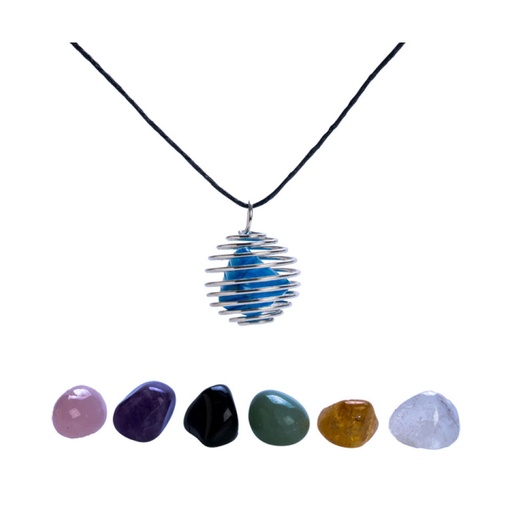 [MI22QFCZ01] Gemstone Wellbeing Wire Pendant