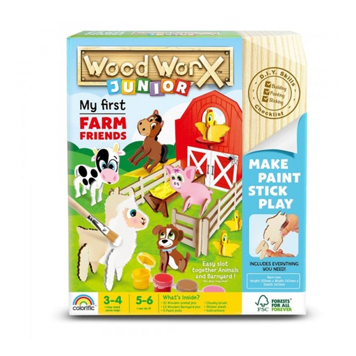 [RI2XUMV01] Wood Worx Junior Farm Friends Paint Kit