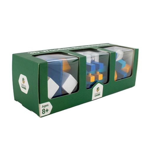 [LP3BYHR01] 3D Wooden Brainteaser Puzzle Cubes Triple Pack