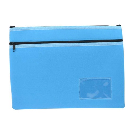[WS4FKVA01] Osmer LBlue Neoprene 2-Zip Name Card Pencil Case (35x26cm)