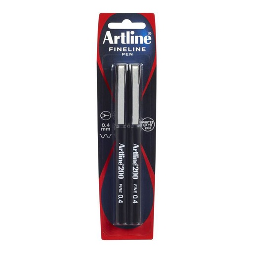 [WS4XTHV01] Artline 200 Fineline Pen 0.4mm 2pcs (Black)