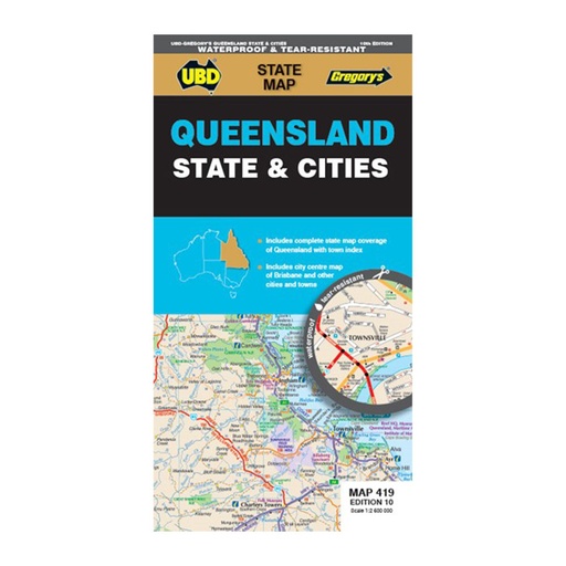 [WS4DXIJ01] Queensland State & Cities 419 waterproof Map (10th Edition)