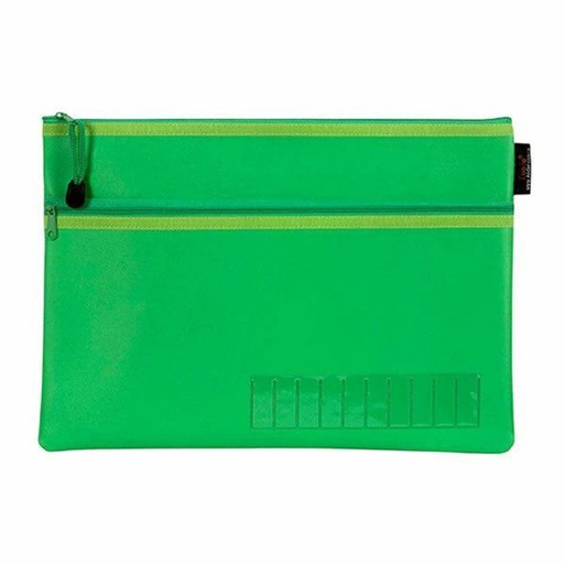 [WS4NAOF01] Celco Small Green Name Pencil Case with 2 Zip (345x264mm)